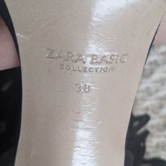 Zara BLACK High Heel Fringe Ankle Strap Sandals - Picture 7 of 8